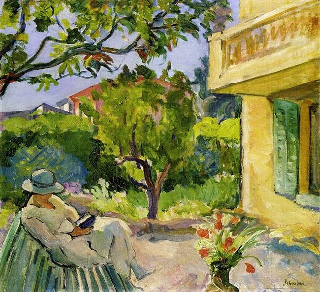Lebasque, Henri Madame Lebasque Reading in the Garden oil painting picture